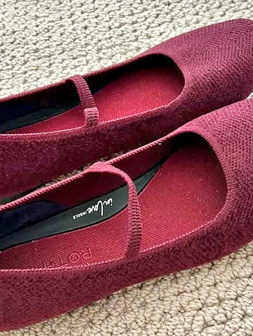 Rothy's The Square Mary Jane Burgundy Flats